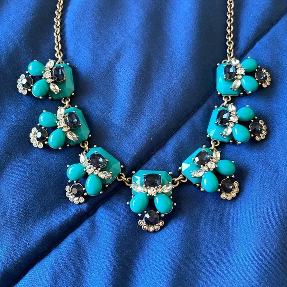 J. Crew Jewelry - J. CREW teal stones & crystal statement necklace